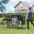 thumbnail image 2 of PawHut Chicken Coop Hen House with Nesting Box & Run, Grey, 2 of 10