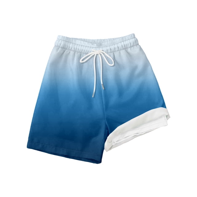 AWZXDE Shorts For Boys With Gradient Prints Beach Swim Trunks For Kids Summer Pool Party Water Play 5-14 Years Blue