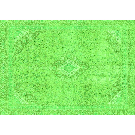 Ahgly Company Indoor Rectangle Abstract Green Modern Area Rugs, 2' x 5'
