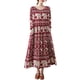 thumbnail image 1 of Vestido suelto de mujer Manga larga Estampado bolsillos laterales Vestido largo informal de vacacion Abanopi borgoña/Grande, 1 of 7