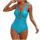 thumbnail image 2 of Trajes de baño de una pieza para mujer, traje de baño de bikini con tirantes y espalda descubierta de color liso para mujer, 2 of 5
