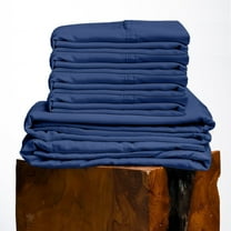 1000 Thread Count, 100% Giza Egyptian Cotton Bedding Set, 6-PC Sheets Set, 30 Inch Deep Pocket of Fitted Sheet, Soft Sateen Weave Breathable - Mediterranean Blue, Three Quarter