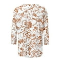 thumbnail image 5 of CYMMPU Business Work Blouses Plus Size Tunic Tops Basic Tees Floral Printed 3/4 Length Sleeve Vintage Button up Scoop Neck Shirts Summer Fall 2025 Clothes for Women Beige XL, 5 of 7