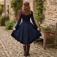 thumbnail image 5 of Victorian Tailcoat Jacket, Halloween Cosplay, Breasted Steampunk Gothic, Womens Gothic Dress With Vintage Bow Ruffle Steampunk Dresses Long Sleeve Short Renaissance Dress Cosplay, Dark Blue L, 5 of 8