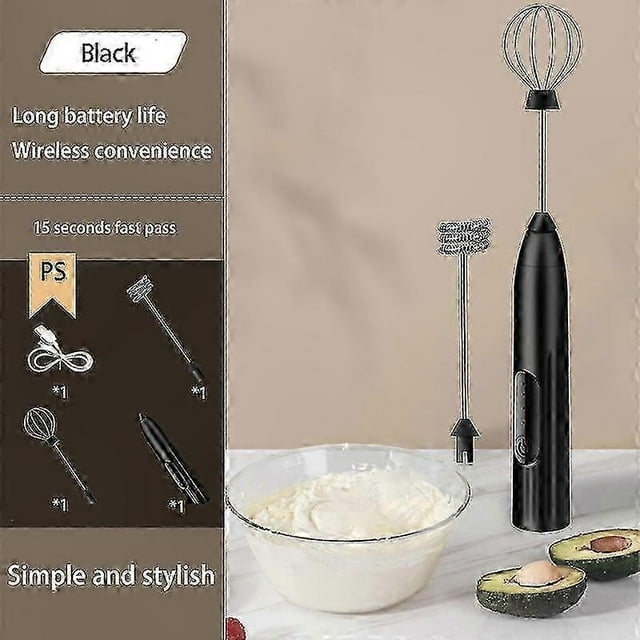 3-Speed USB Rechargeable Handheld Mixer for Coffee, Eggs, and Beverages - Dual Function Whisk Tool for Latte, Cappuccino, Chocolate Foam