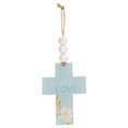 thumbnail image 1 of No Greater Love Floral Cross 4.25 x 3 Beaded Acrylic Hanging String Ornament, 1 of 1