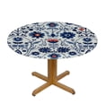 thumbnail image 3 of HAOXIT  Nordic Folk Art Round Table Cloth,Abstract Retro Flowers Tablecloths Waterproof Stain-Resistant Oil-Proof Wrinkle Table Cover Dinner Kitchen Decor 46-50, 3 of 8