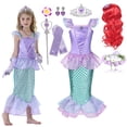 thumbnail image 2 of Disfraz de La Sirenita de Disney para niños y niñas, vestido de princesa Ariel para vacaciones de verano, ropa de playa, Cosplay de sirena, vestidos de cumpleaños, 2024, 2 of 5