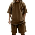 thumbnail image 1 of Tumotour 2 Pieces Going Out Outfits For Men Outfits-Short Sleeve Round Neck Athletic Set T-Shirts Drawstring Tracksuit Set, 1 of 9