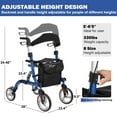 thumbnail image 2 of Lumiparty Folding Rollator Walkers for Seniors, with Shock Absorber, Lightweight Mobility Walker with Seat and Wheel, Adjustable Height Rolling Wheelchair, Blue, 2 of 9