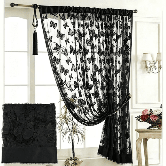 Macrame Butterfly Curtain Handmade Cotton Rope Door Window Divider,Boho Woven Wall Hanging Tapestry for Living Room Bedroom,79x39 Inch