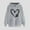 Gray, variant on Women's Oversized Fleece Hoodies Trendy Love Heart Dog Paw Printed Drawstring Hooded Sweatshirt Fall Winter Lightweight Dog Mom Pullover Tops