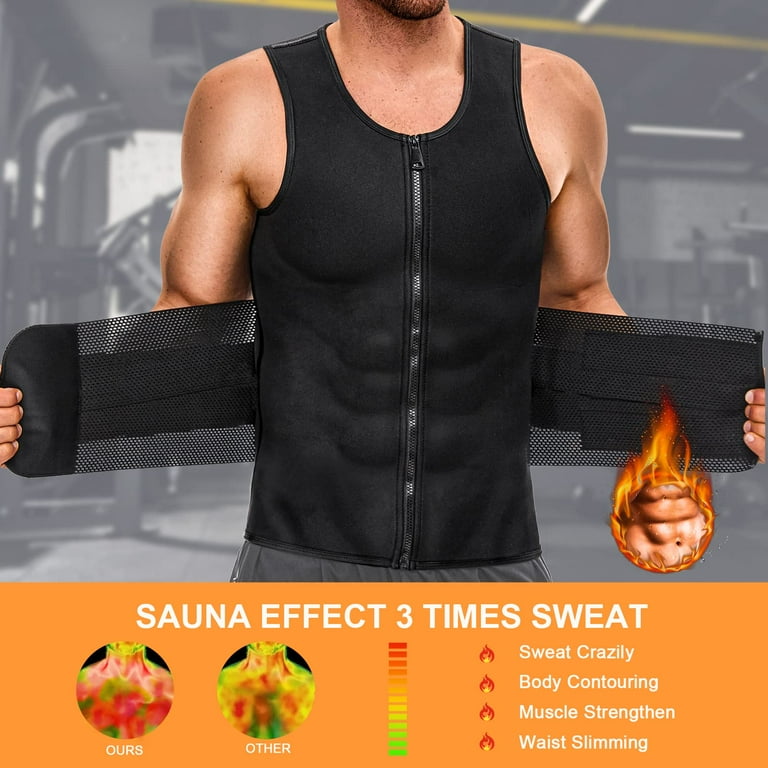 Mens Sweat Sauna Vest for Waist Trainer Zipper Neoprene Tank Top Adjustable Sauna Workout Zipper Suit Walmart
