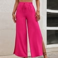 thumbnail image 7 of Women Solid Color Side Slit Loose Wide Leg Pants, 7 of 7