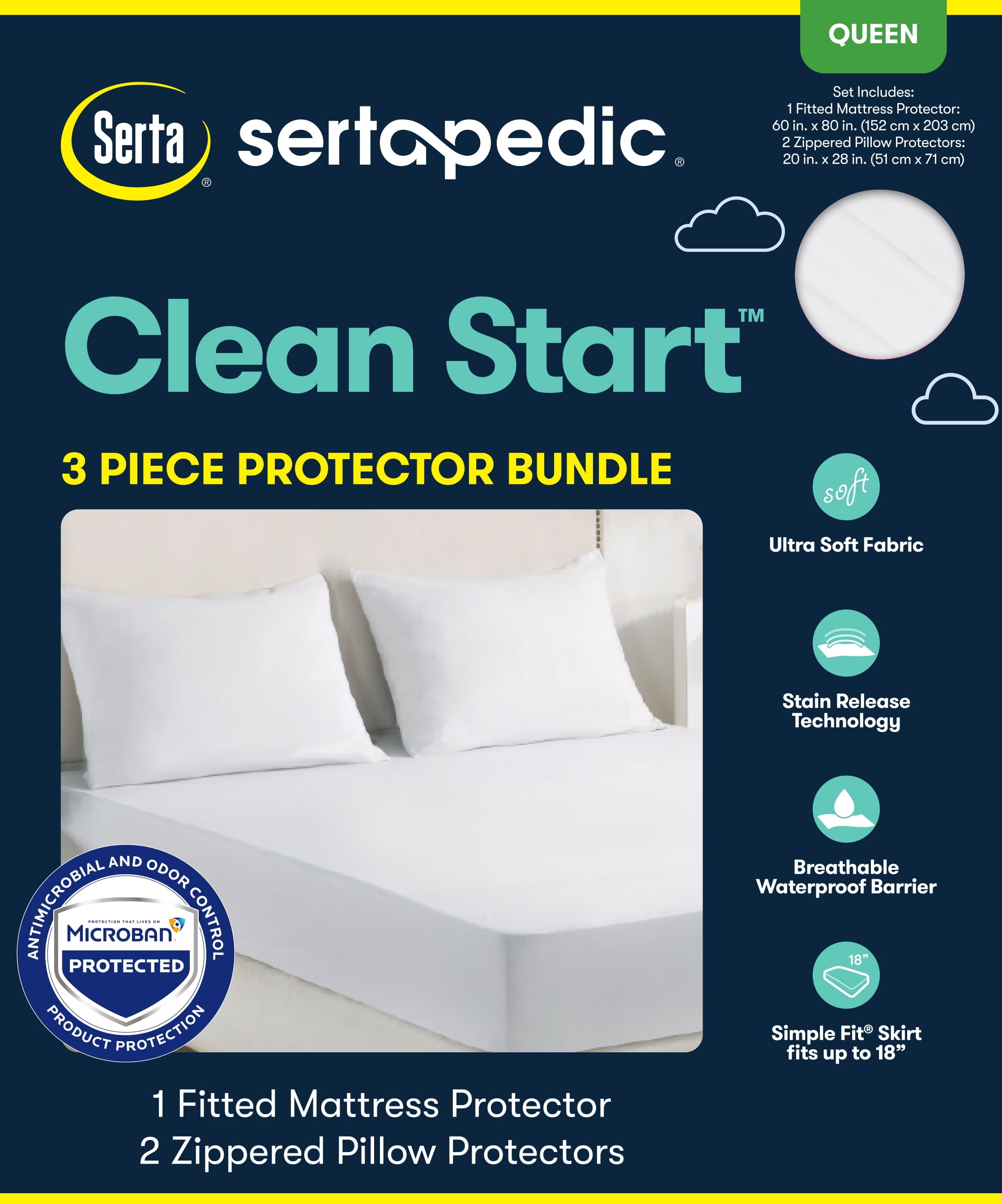 Serta Clean Start 3Piece Mattress Protector and Pillow Protector