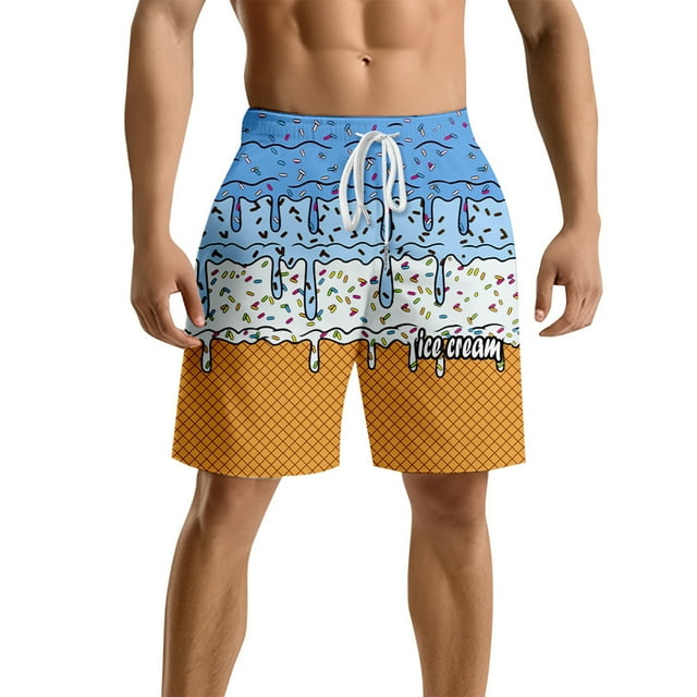 Board Shorts Beach Shorts Loose Fit Casual Board Shorts With Print Design Surfing Short Homme Light Blue S