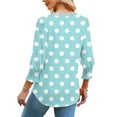 thumbnail image 3 of Scyoekwg Vintage Polka Dots Print Blouses for Women Puff Sleeve V Neck Tunic Shirts with Smocked Dressy Casual 3/4 Length Sleeve Womens Tops (Light Blue,L), 3 of 4