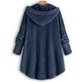 thumbnail image 4 of Floleo Women's Tops Jackets Clearance Fall Winter Women Plus Size Button Plush Tops Hooded Loose Cardigan Wool Coat Winter Jacket Deals, 4 of 7