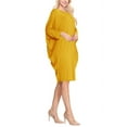 thumbnail image 2 of Women's Plus Size Round Neck Draped Side 3/4 Dolman Sleeves Dress, 2 of 4