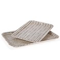 thumbnail image 1 of Gerson 95257 - Set of 2 Black  and  White, Dash / Line Design, Bamboo Fibre Rectangle Tray Kitchen Dining Serving, 1 of 1