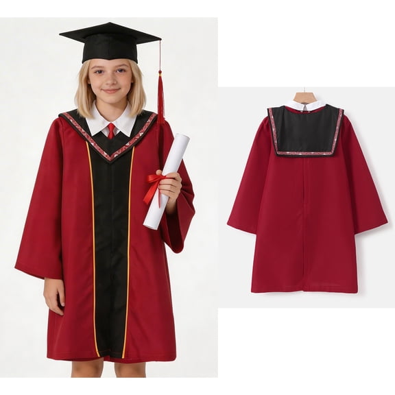 Girls Boys Graduation Cap and Gown for Tweens Red Cap and Gown for Kindergarten Graduation Photography Outfit 12-13 Years