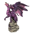 thumbnail image 4 of Fantasy Magenta Striped Behemoth Dragon Roaring On Volcanic Rock Mountain Statue, 4 of 8