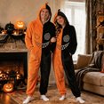thumbnail image 6 of ZHOGXU Halloween Pumpkin Face Print Jumpsuit Unisex Color Block Hooded Bodysuit Cozy Casual Pajamas Sleepwear,Orange,M, 6 of 6