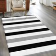 thumbnail image 3 of Black Gray Striped 3'x5' Washable Rug, Farmhouse Stripe Art Non-Slip Area Rugs for Entryway Kitchen Classroom, StainResistant Dorm Throw Carpet, Low Pile Soft Indoor Floor Mat, 3 of 9
