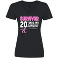 thumbnail image 3 of Inktastic Breast Cancer Survivor 20 Years and Running with Pink Ribbon Women's V-Neck T-Shirt, 3 of 5