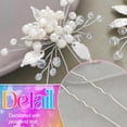 thumbnail image 5 of MaxxMarket Pearl Bride Wedding Hair Pins Leaf Bridal Head Piece Flower Hair Accessories for Women and Girls (Pack of 3) (Silver), 5 of 12