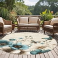 thumbnail image 4 of Round Area Rug 8 Ft, Teal Tulip Butterfly Washable Non-Slip Circle Carpet for Living Room/Bedroom, Turquoise Floral Farmhouse Beige Collection Low-Profile Large Area Rugs for Indoor, 4 of 8