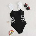 thumbnail image 5 of Baby Swimsuit Girl Girl's Solid Color Bikini One Piece Swimsuits with Skirt Girls' Swimwear Black 9-10 Years, 5 of 7