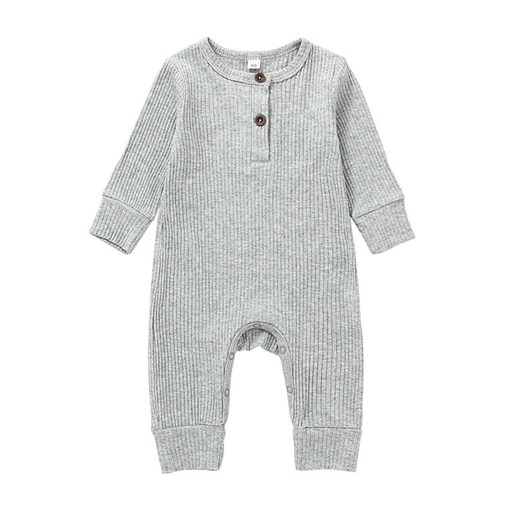 Esaierr Newborn Baby Boys Girls Unisex Coverall Jumpsuit 0-18m Spring Fall Long-Sleeved Romper Infant Cotton One-Piece