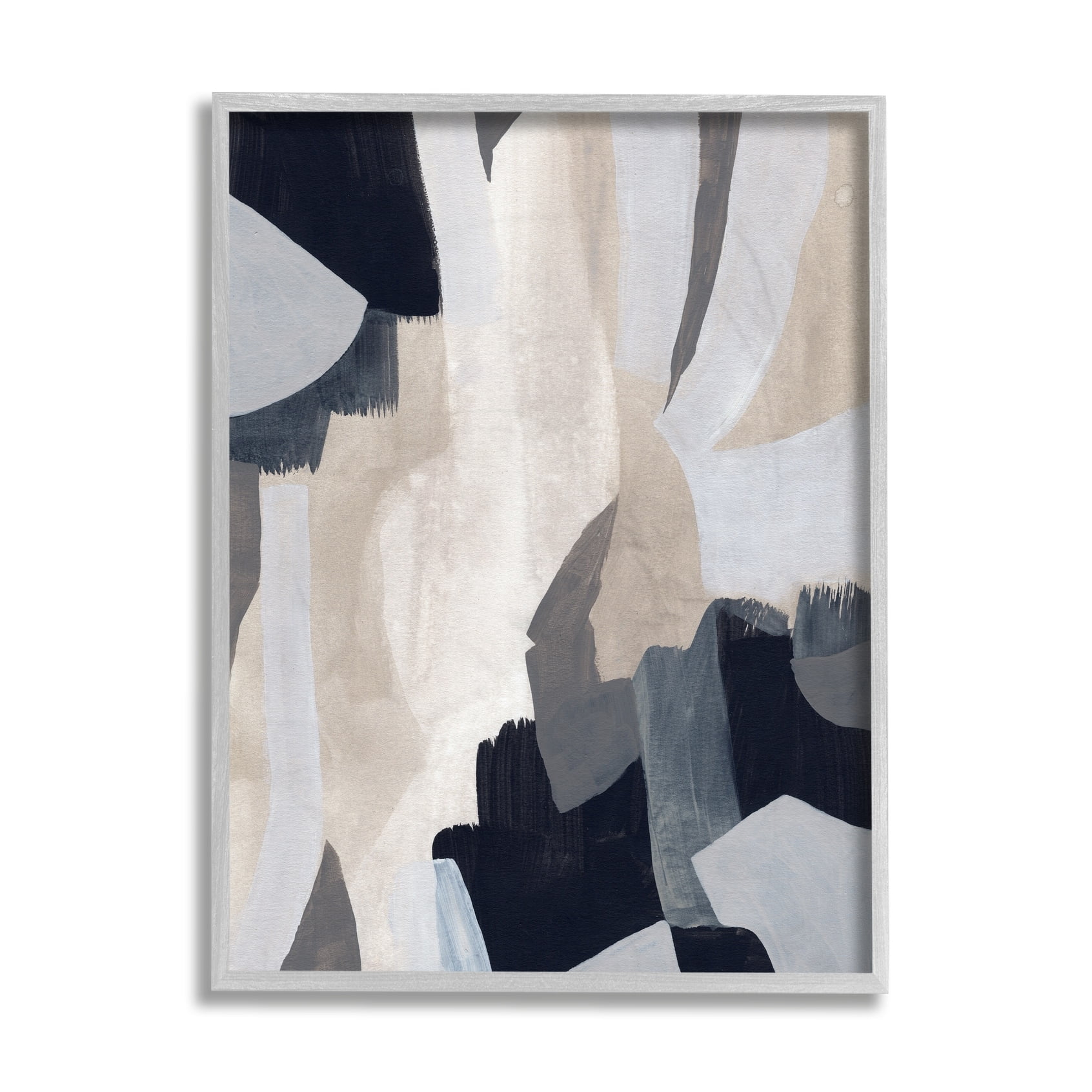 Stupell Industries Layered Organic Abstract Shapes Blue Beige Grey Framed, 11 x 14, Design by June Erica Vess