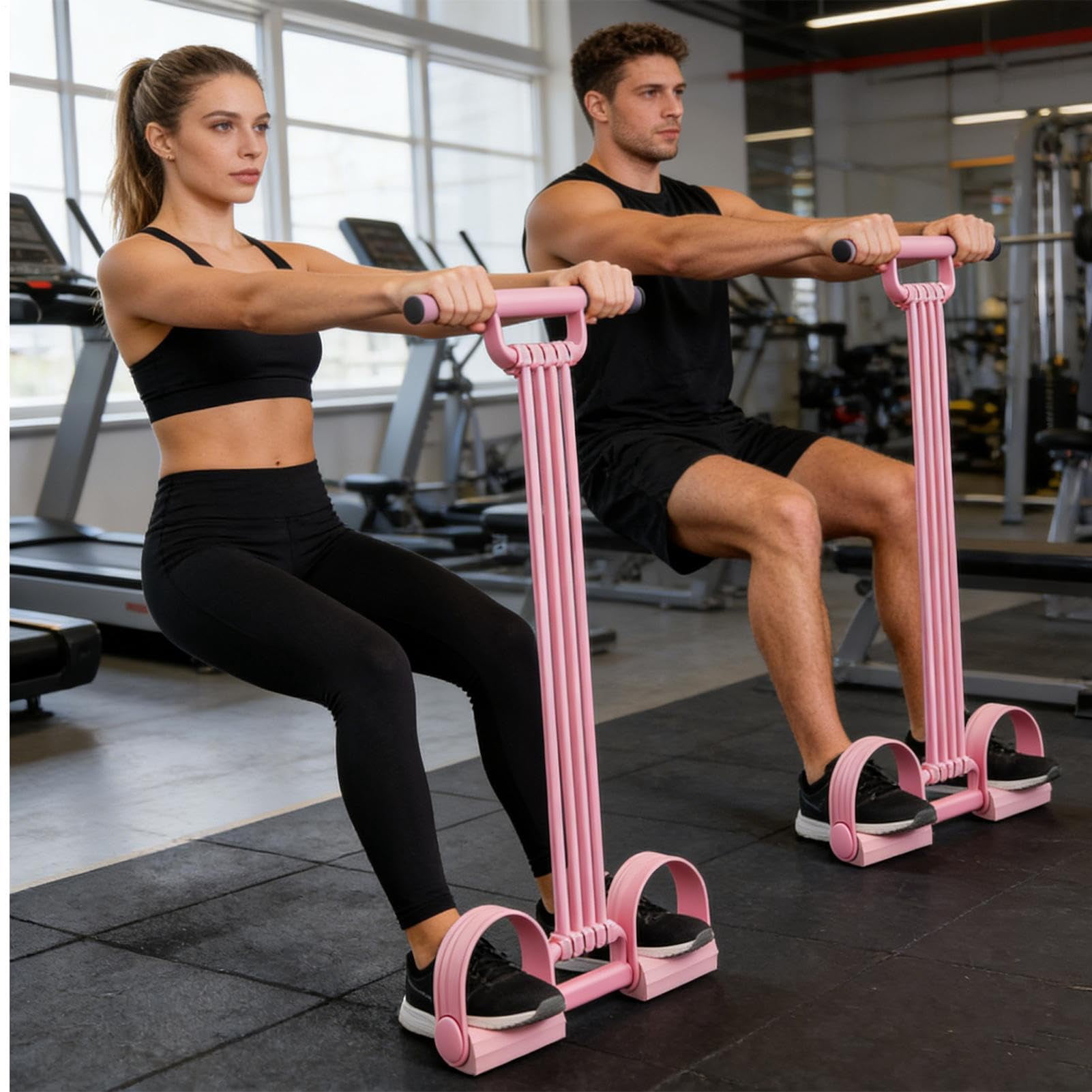 Pedal Resistance Band - Elastic Abdominal Trainer | Sit-Up Training Equipment, Bodybuilding Expander with Handles, Exercise Rope Pedal for Men Women Boys Girls Youth Teens Abdomen Waist Arm Leg