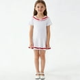 thumbnail image 5 of SGFCWSX Girls Short Sleeve Sailor Collar Dress, Casual Ruffled Hem Dress White Size 9-10 Years, 5 of 7