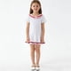 thumbnail image 5 of Odeerbi Niñas Algodón Uniforme de La Escuela Vestido Color Bloque Sin Mangas Marinero Cuello Ruffle Vestido de Línea A, 5 of 7
