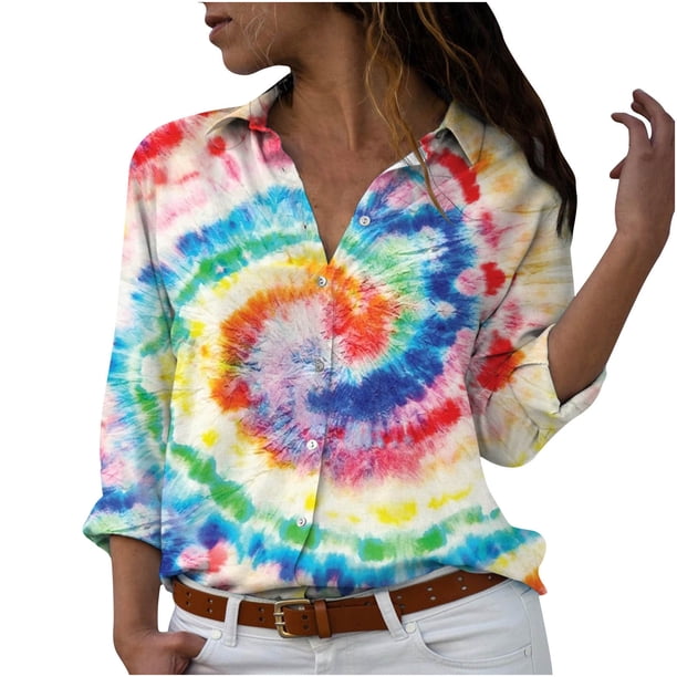 Camisas Para Mujer Moda Tops Turn-Down Collar Funny Printe Casual Camisetas Blusa Camisa Estampada Odeerbi ODB126500