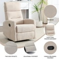 thumbnail image 2 of 360° Swivel Recliner Chairs for Living Room, Manual Single Sofa Chair with Adjustable Backrest and Footrest, Upholstered Reclining Chair for Bedroom, Office, Beige, 2 of 7