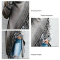thumbnail image 5 of Tassel Open Front Outwear Stripes Irregular Knitted Long Sleeve Shawl for Winter Autumn Grey S, 5 of 6