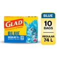 thumbnail image 1 of Glad Sacs de Recyclage Bleus - Réguliers 74 Litres - 10 Sacs à Ordures, 1 of 5