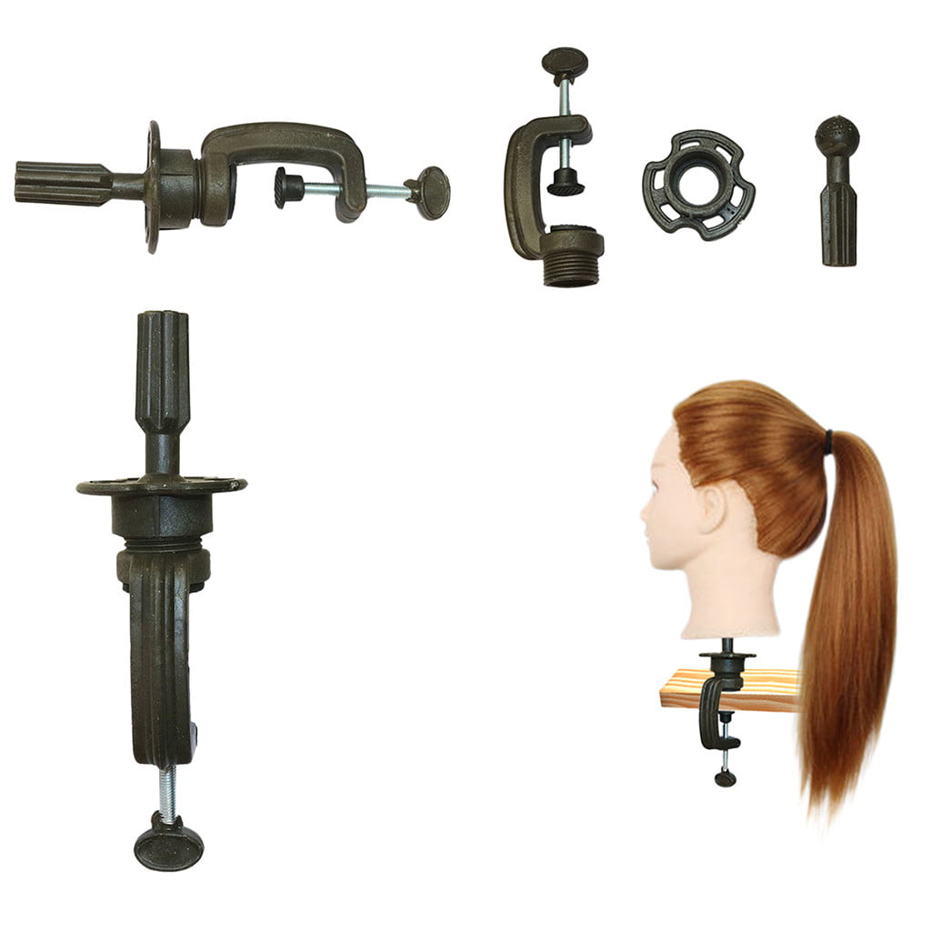 Long Hair Training Head Model Hairdressing Clamp Stand Dummy