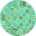 thumbnail image 1 of Ahgly Company Indoor Round Abstract Turquoise Blue Contemporary Area Rugs, 4' Round, 1 of 4