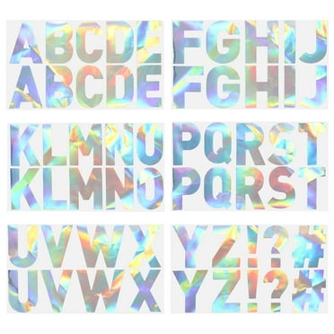 Uxcell Letter Stickers 2.5", Self Adhesive Vinyl Large Alphabet Number Stickers, Laser Color 60 Pcs/ 6 Sheets