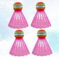 thumbnail image 1 of CIMAXIC Luminous Badminton Shuttlecocks Pink 4Pcs Nylon for Night Play and Beginners, 1 of 5