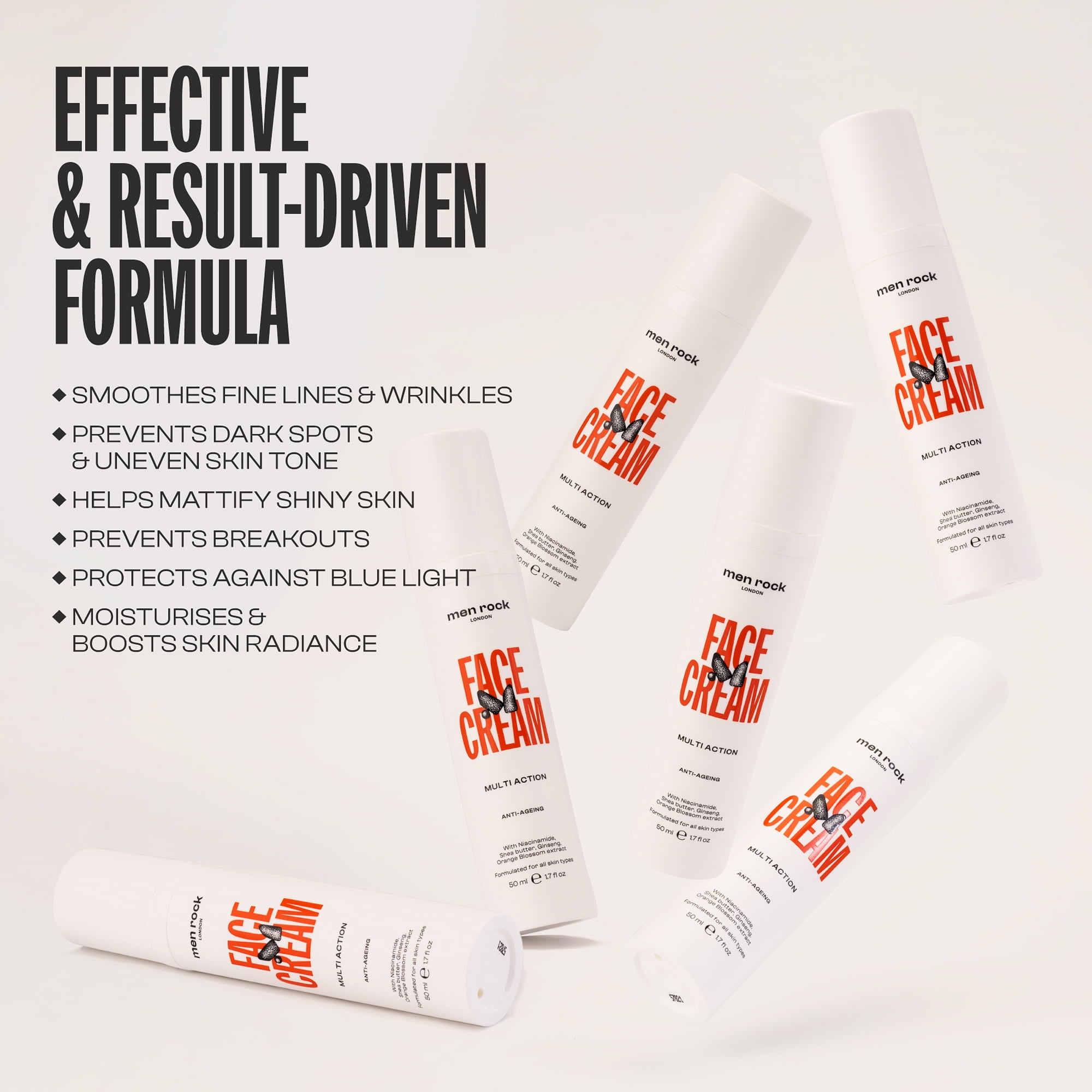 Men Rock Face Cream Multi Action Anti-Ageing, Face Moisturizer, 1.7 oz