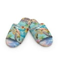 thumbnail image 2 of COEQINE Sea Turtle Plumeria Starfish Womens Fluffy Slippers Soft Warm Slippers Indoor House Slides Open Toe Bedroom Sandals Trendy Slip On House Shoes for Home Bedroom Living Room, 44-45, 2 of 7