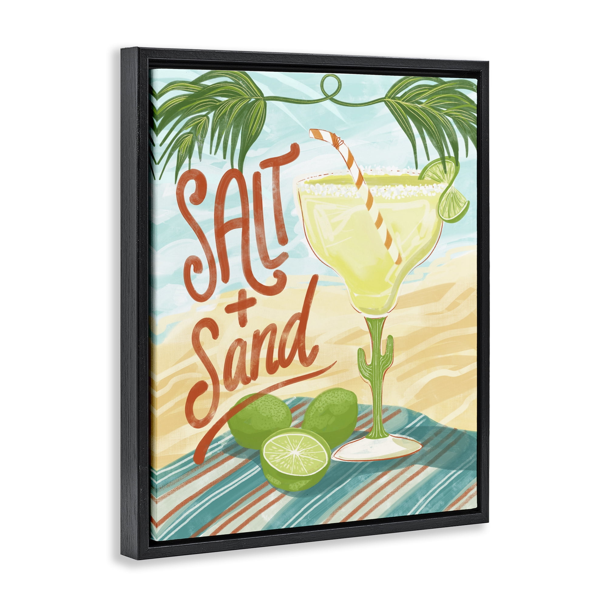 Stupell Industries Salt & Sand Margarita Black Framed Floater Canvas Wall Art, design by Connie Summers