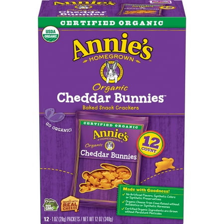 Merlot Cheddar - Annie's Homegrown Organic Cheddar Bunnies Baked Snack Crackers, 12 Ct, 12 oz
