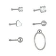 thumbnail image 2 of Adult Women's Body Jewelry 22-Gauge Multi Shape Nose Piercing Stainless Steel & Crystal 6 Pack, 2 of 5